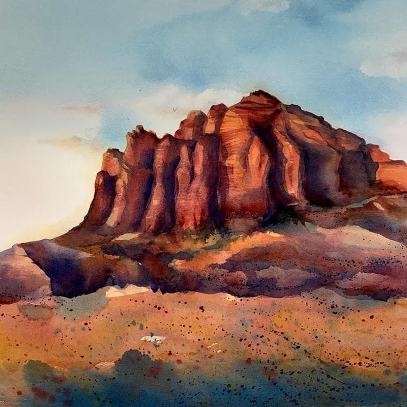 Painting 28 by Seruch Capouillez Isabelle | Painting Figurative Landscapes Watercolor