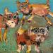 Painting 3 cats by Maury Hervé | Painting Naive art Animals