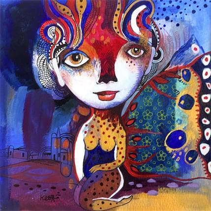 Painting Dans tes yeux innocents by Ketfa Laure | Painting Raw art Acrylic Portrait