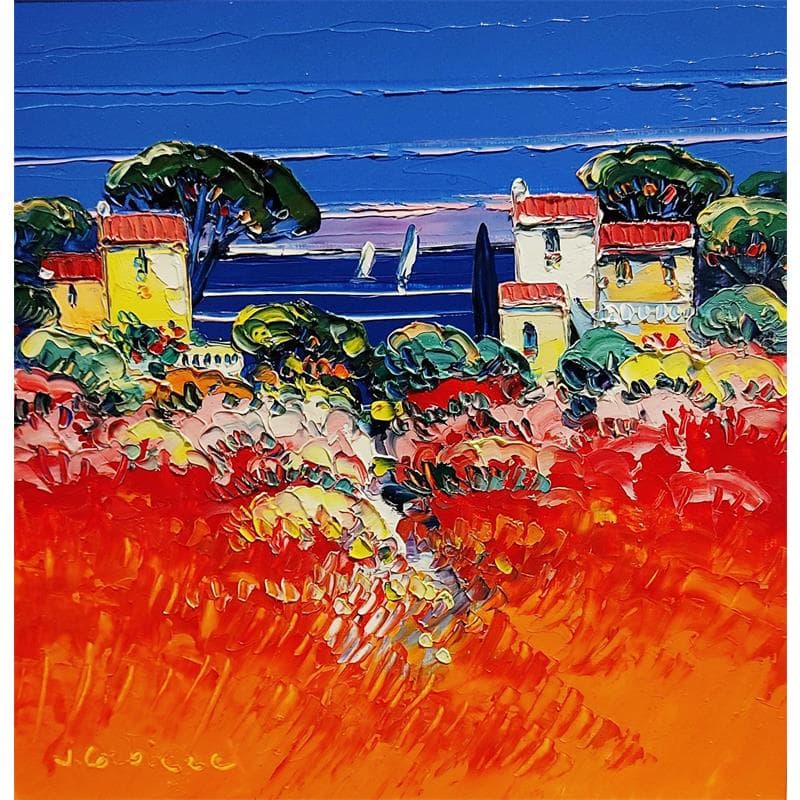 Peinture L'amour en méditarranée par Corbière Liisa | Tableau Figuratif Paysages Marine Huile