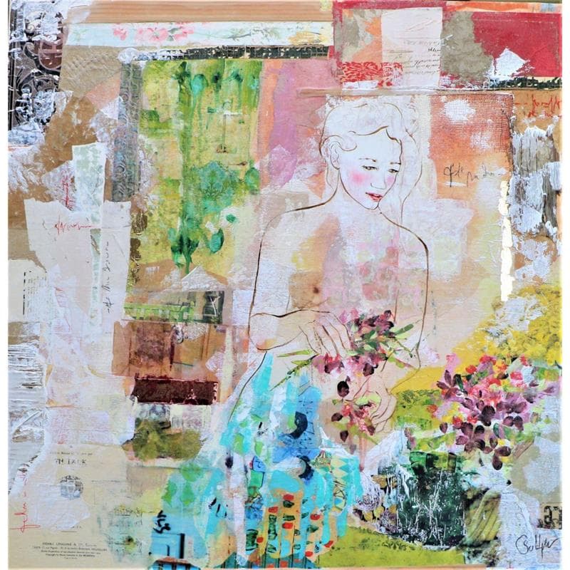 Peinture Amie la rose par Sablyne | Tableau Art Singulier Portraits Acrylique