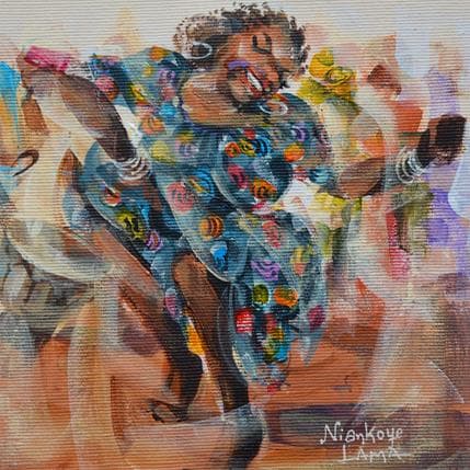 Peinture La danseuse au djembé par Lama Niankoye | Tableau Figuratif Acrylique Scènes de vie