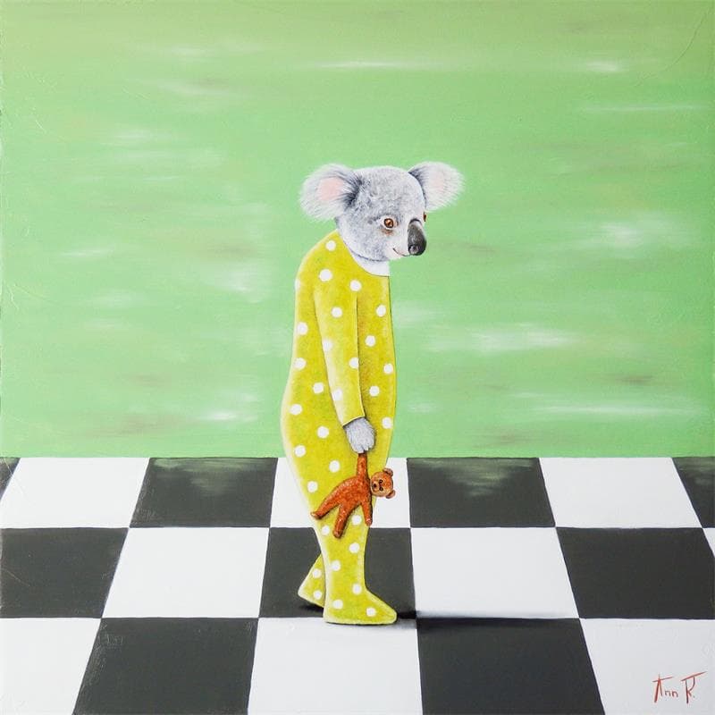 Pintura MON NOUNOURS TOU2 por Ann R | Pintura Arte naïf Life style Animales Aceite