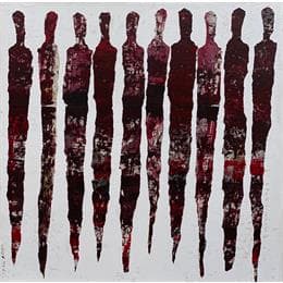 Peinture CHERRY BLOSSOM par Rocco Sophie | Tableau Abstrait Acrylique, Collage, Huile, Sable minimaliste