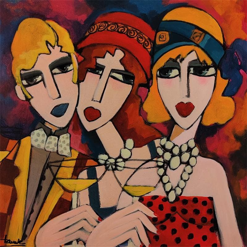 Peinture Les retrouvailles par Fauve | Tableau Figuratif Scènes de vie Acrylique