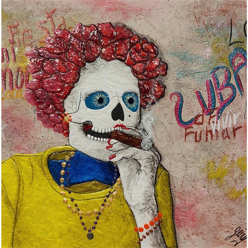 Gemälde HERMOSA CUBANA von Geiry | Gemälde Surrealismus Materialismus Porträt