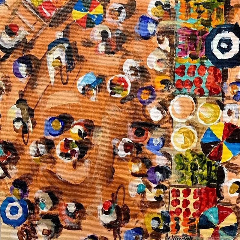 Painting La place de marche by Lama Niankoye | Painting Figurative Life style Acrylic