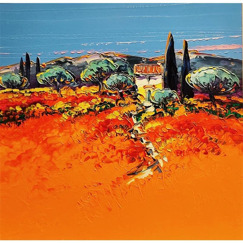 Painting Cabane aux oliviers by Corbière Liisa | Painting Figurative Landscapes Marine Oil