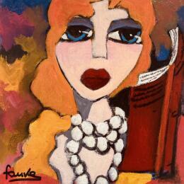 Painting Le roman by Fauve | Painting Figurative Acrylic Life style, Portrait