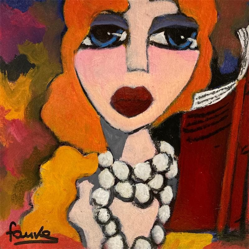 Painting Le roman by Fauve | Painting Figurative Portrait Life style Acrylic