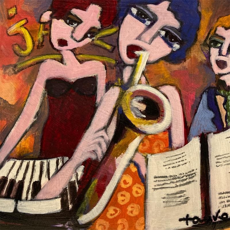 Painting Piano bar by Fauve | Painting Figurative Life style Acrylic