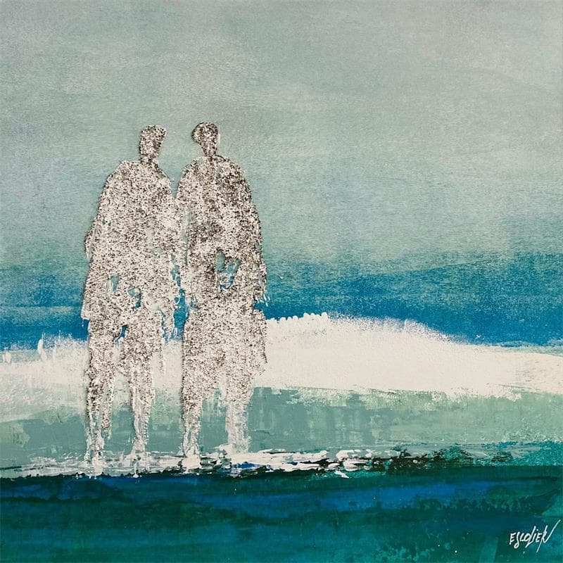 Peinture Face à l'infini par Escolier Odile | Tableau Figuratif Paysages Acrylique