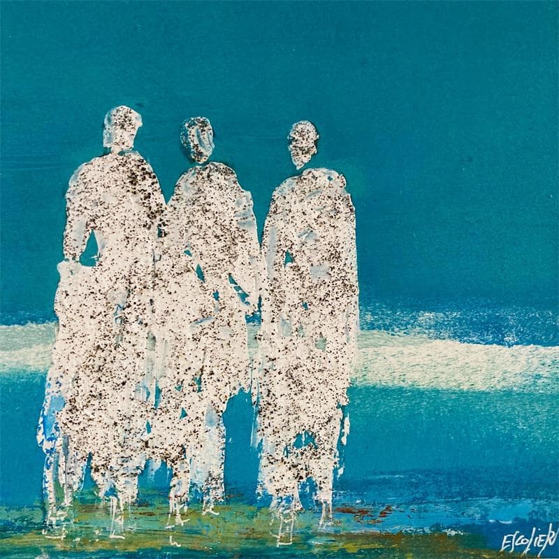 Painting Dans le bleu profond de ce jour 2 by Escolier Odile | Painting Figurative Landscapes Acrylic