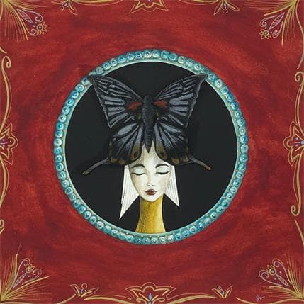 Painting Pensiero, effetto farfalla by Nai | Painting Surrealism Acrylic, Gluing Life style, Portrait