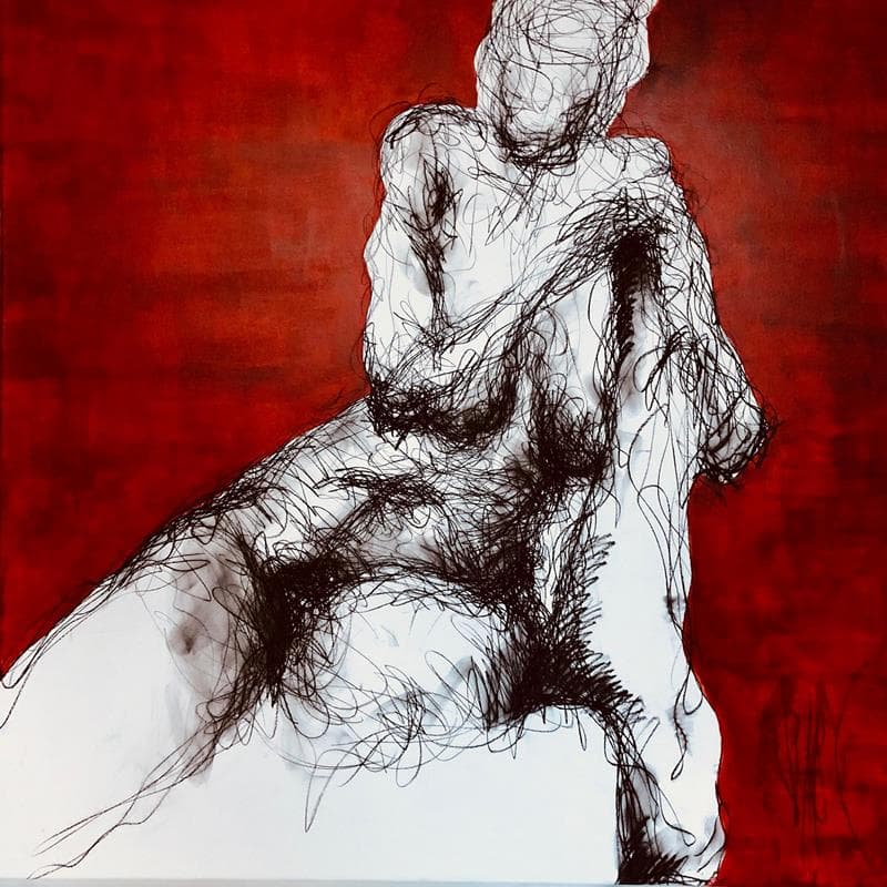 Painting Emily  by Sahuc François | Painting Figurative Nude Acrylic