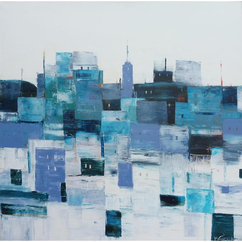 Painting Les maisons du port  by Fièvre Véronique | Painting Abstract Minimalist Acrylic