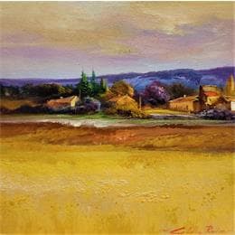 Pintura Aldea del Castilla por Cabello Ruiz Jose | Pintura Figurativo Aceite Paisajes