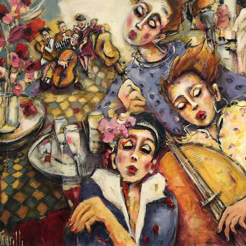 Peinture Tchin tchin sur rythm and blues par Garilli Nicole | Tableau Figuratif Scènes de vie Acrylique