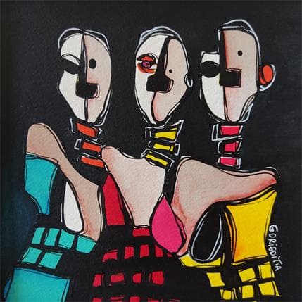 Gemälde Las tres calvas von Gorigoitia Karla  | Gemälde Art brut Porträt