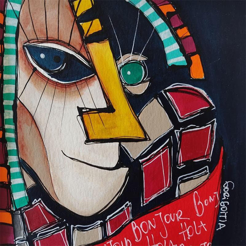 Gemälde Bonjour von Gorigoitia Karla  | Gemälde Art brut Porträt