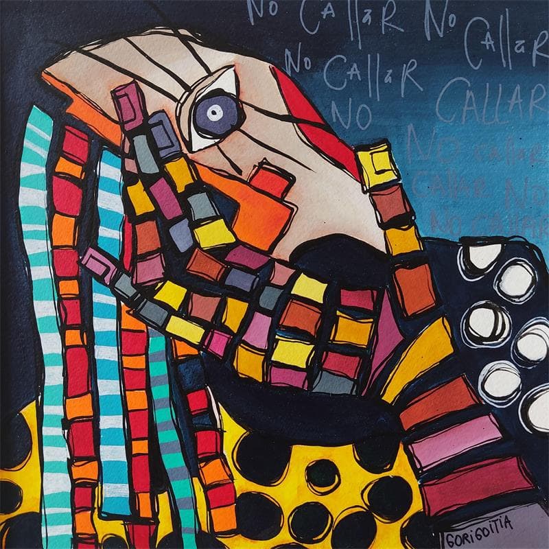Pintura No callar por Gorigoitia Karla  | Pintura Arte bruto Retrato