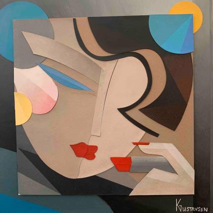Pintura Lipstick por Gustavsen Karl | Pintura Figurativo Cartón, Collage, Madera Retrato