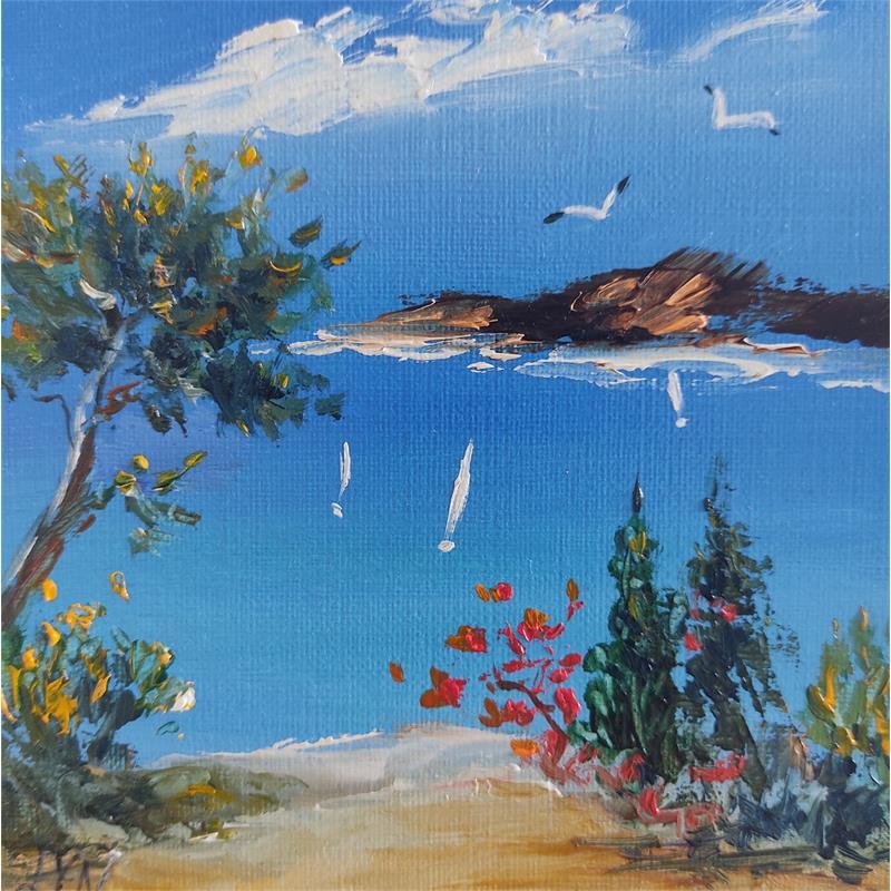 Painting Flots Bleus by Lyn | Painting Figurative Landscapes Oil