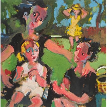 Painting Coline et ses petits enfants by Doucedame Christine | Painting Figurative Acrylic Life style