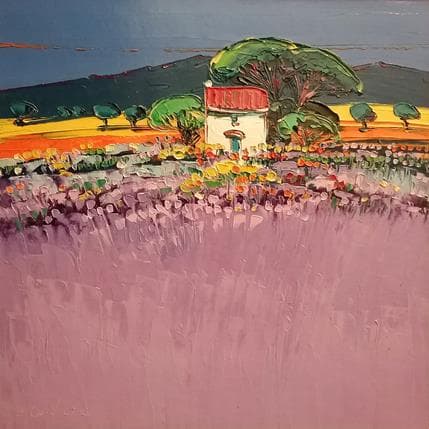 Peinture Le petit lubéron en juillet par Corbière Liisa | Tableau Figuratif Huile Paysages