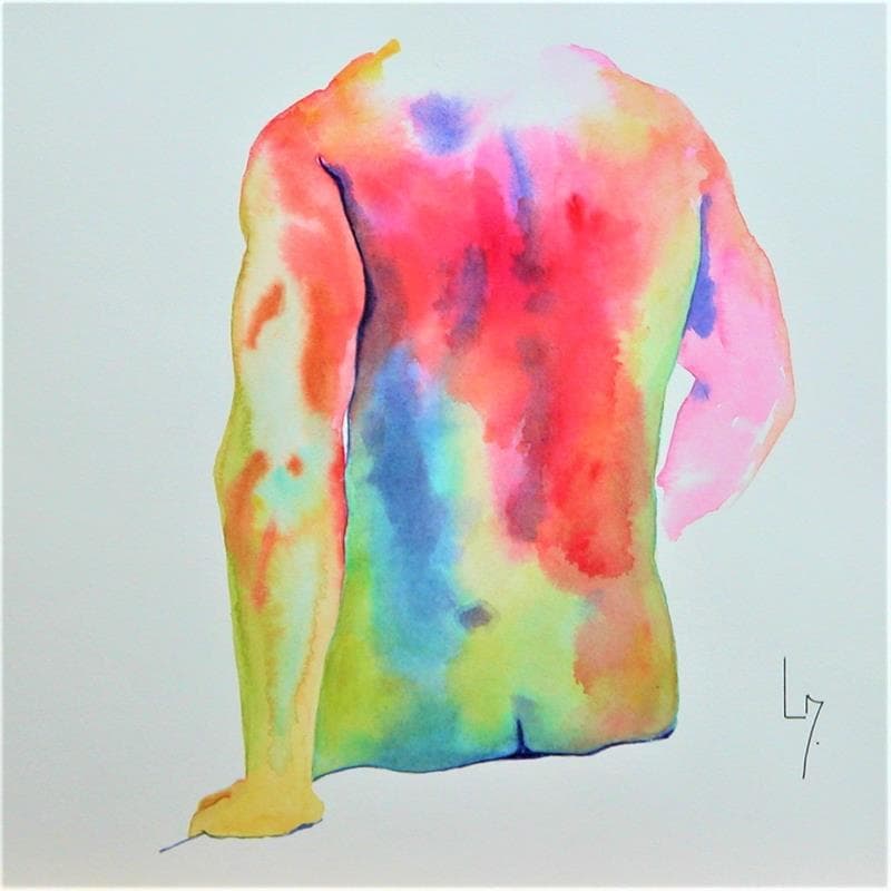 Painting NH 26 by Loussouarn Michèle | Painting Figurative Nude Watercolor