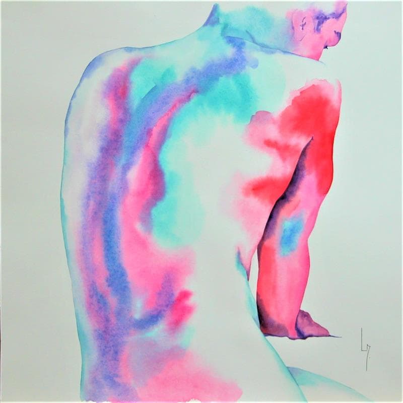 Painting NH 23 by Loussouarn Michèle | Painting Figurative Nude Watercolor