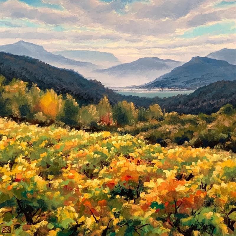 Gemälde Vineyard waves of mountain 2 von Requena Elena | Gemälde Öl