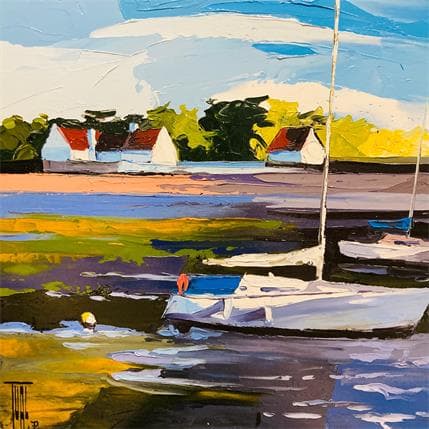 Painting Voiliers à marée basse by Tual Pierrick | Painting