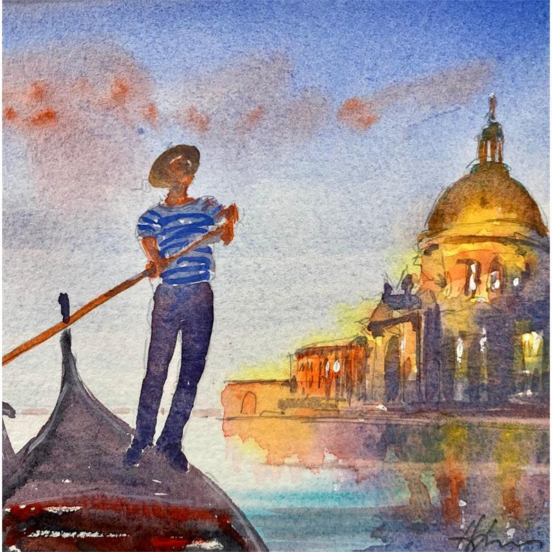 Peinture Striped Gondolier par Jones Henry | Tableau Aquarelle