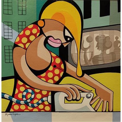 Painting LE MARI SPORTIF by Lopez Alfredo | Painting Figurative Acrylic Life style