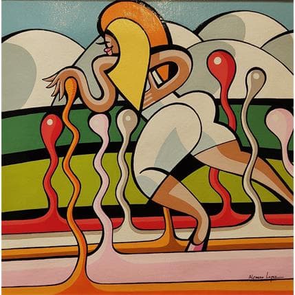 Painting LES NOUVEAUX PAYSANS by Lopez Alfredo | Painting Figurative Acrylic Life style