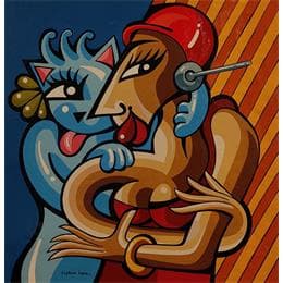 Painting LE VIRTUEL REEL by Lopez Alfredo | Painting Figurative Acrylic Life style