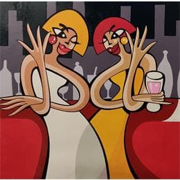 Painting CONVERSATION APRES MINUIT by Lopez Alfredo | Painting Figurative Acrylic Life style