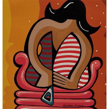 Painting LA ROBE DE L'ETE DERNIER by Lopez Alfredo | Painting Figurative Acrylic Life style