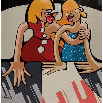 Painting PASSATION MERE FILLE by Lopez Alfredo | Painting Figurative Acrylic Life style