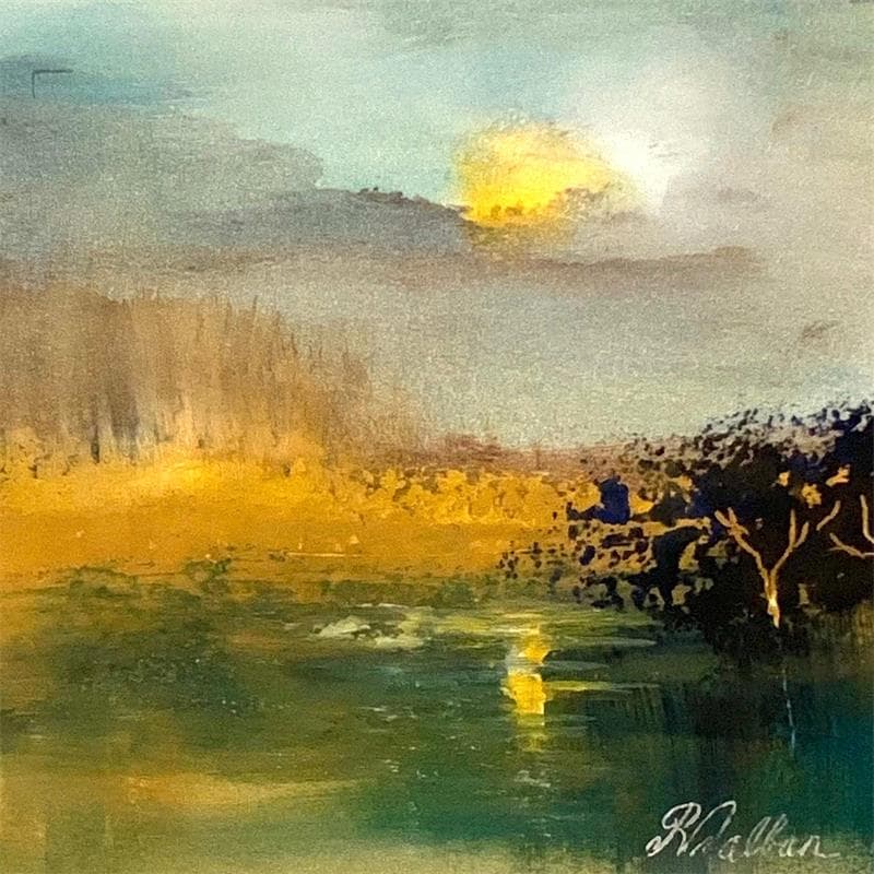 Painting Le soir by Dalban Rose | Painting Raw art Landscapes Oil