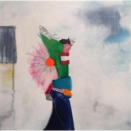 Painting La dame à la voile by Lau Blou | Painting Abstract Acrylic Minimalist