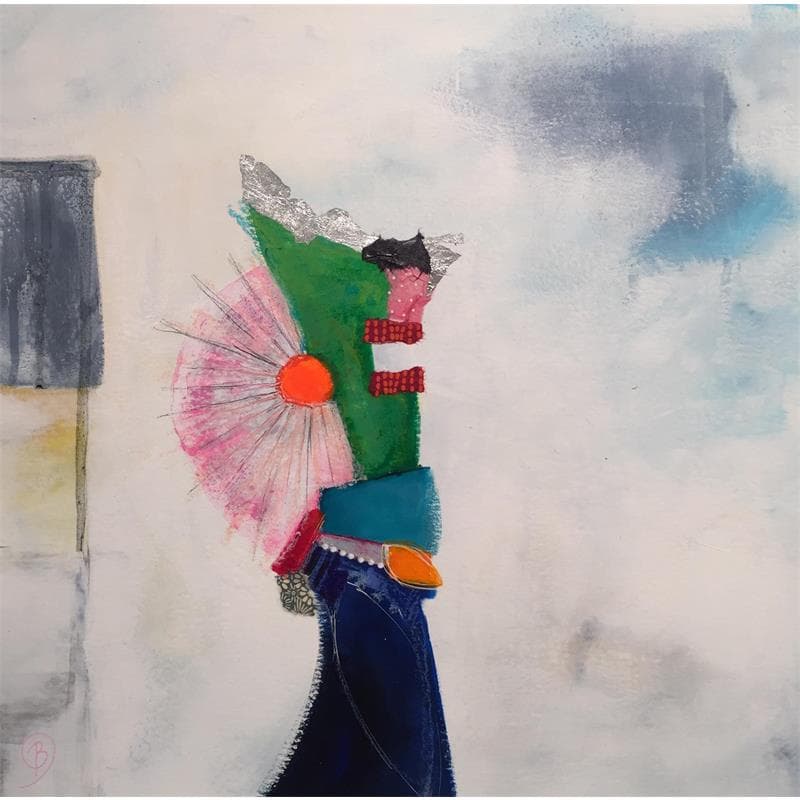 Painting La dame à la voile by Lau Blou | Painting Abstract Minimalist Acrylic