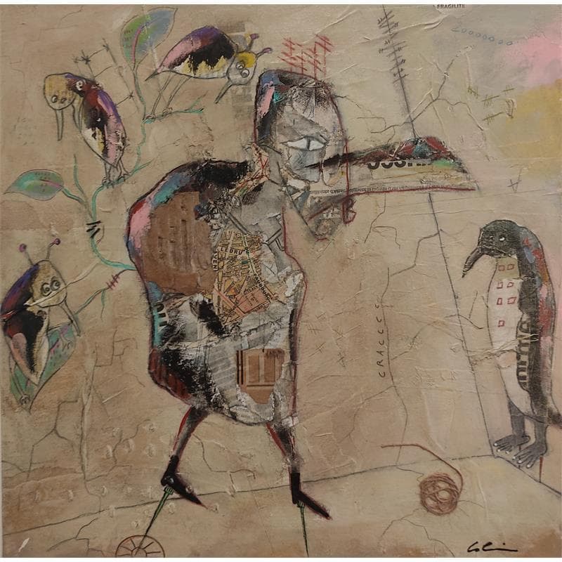 Gemälde L'itinéraire von Colin Sylvie | Gemälde Art brut Tiere Acryl