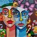 Painting LA FIESTA by S.Uria | Painting Figurative Portrait Acrylic