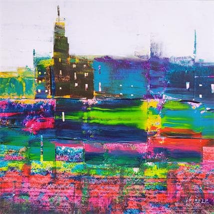 Peinture Nuit tombante par Fièvre Véronique | Tableau Figuratif Acrylique Paysages