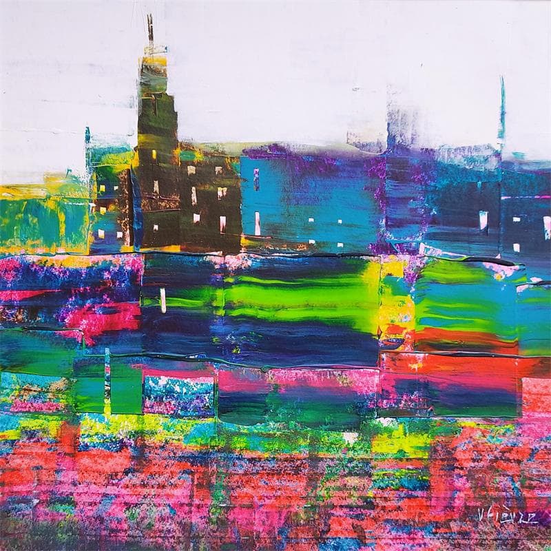 Painting Nuit tombante by Fièvre Véronique | Painting Figurative Landscapes Acrylic