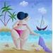 Painting Le bain by Davy Bouttier Elisabeth | Painting Naive art Life style Oil