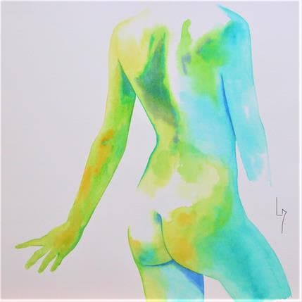 Painting NF 96 by Loussouarn Michèle | Painting Figurative Watercolor Nude
