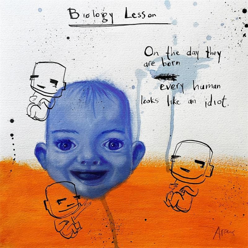 Gemälde Idiot von Arens Jan hein | Gemälde Art brut Alltagsszenen Acryl